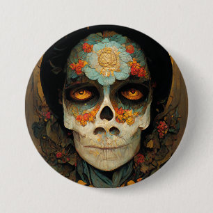 Day Of The Dead 1 Fantasy Skull 7.5 Cm Round Badge