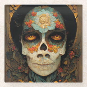 Day Of The Dead 1 Fantasy Skull Glass Coaster