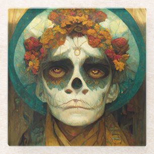 Day Of The Dead 2 Fantasy Skull Glass Coaster