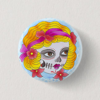 day of the dead 3 cm round badge