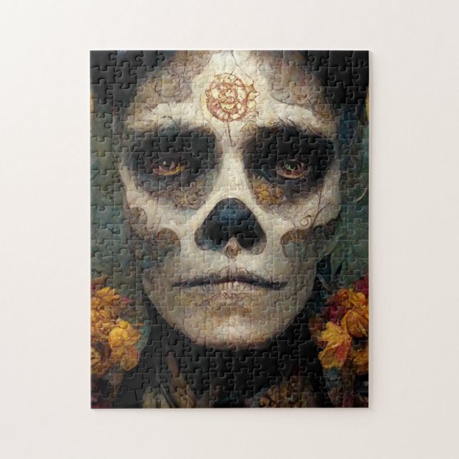 Day Of The Dead 3 Fantasy Skull Jigsaw Puzzle (Vertical)