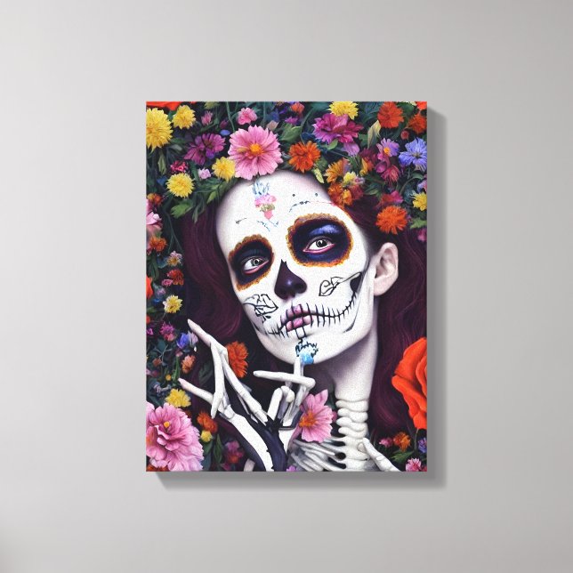 Day of the Dead AI Generated Stretched Canvas Print (Front)