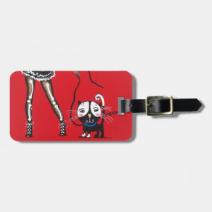 Day Of The Dead Art, Cute Lady, Black Cat, DOD Luggage Tag