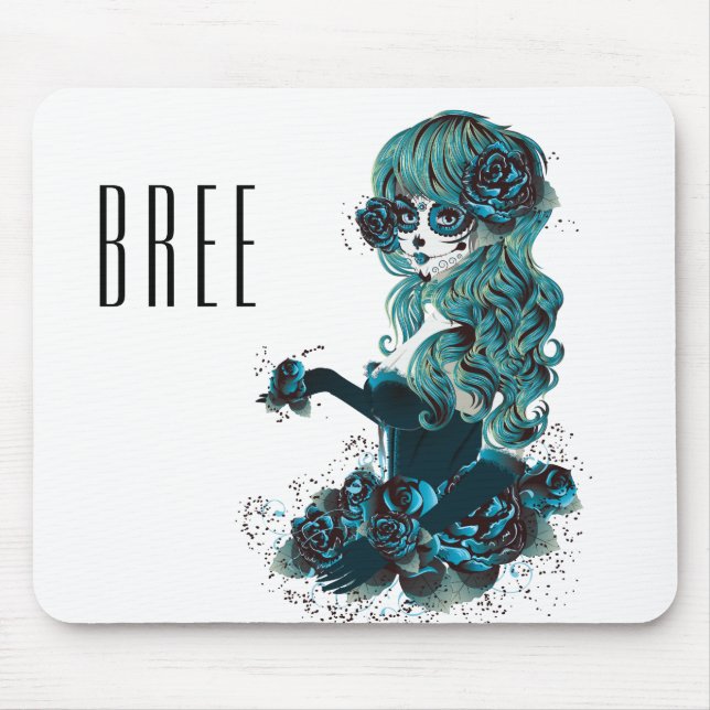 Day of the Dead Beautiful Sugar Skull Makeup Girl Mouse Mat (Front)
