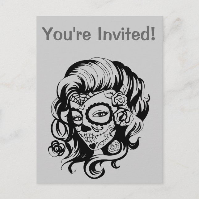 Day of the Dead Beauty Invitation Postcard (Front)