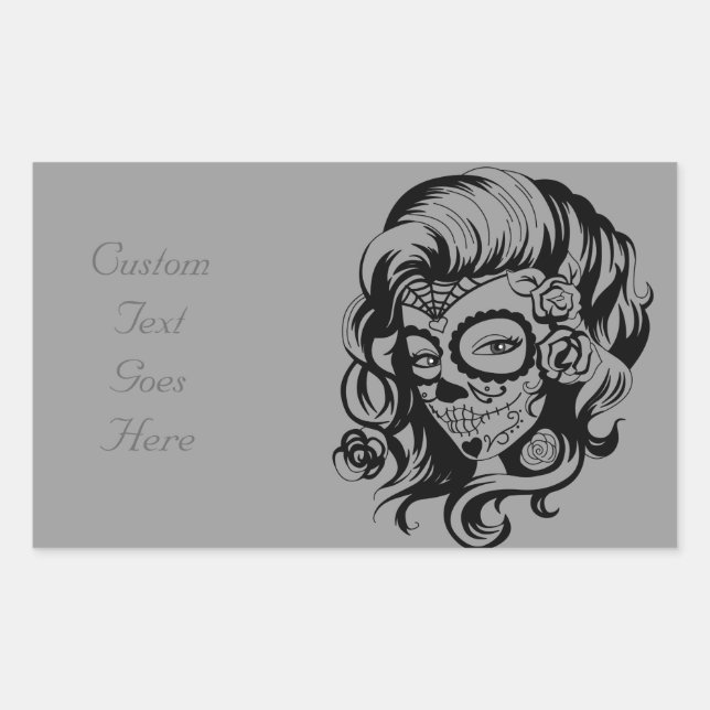 Day of the Dead Beauty Rectangular Sticker (Front)
