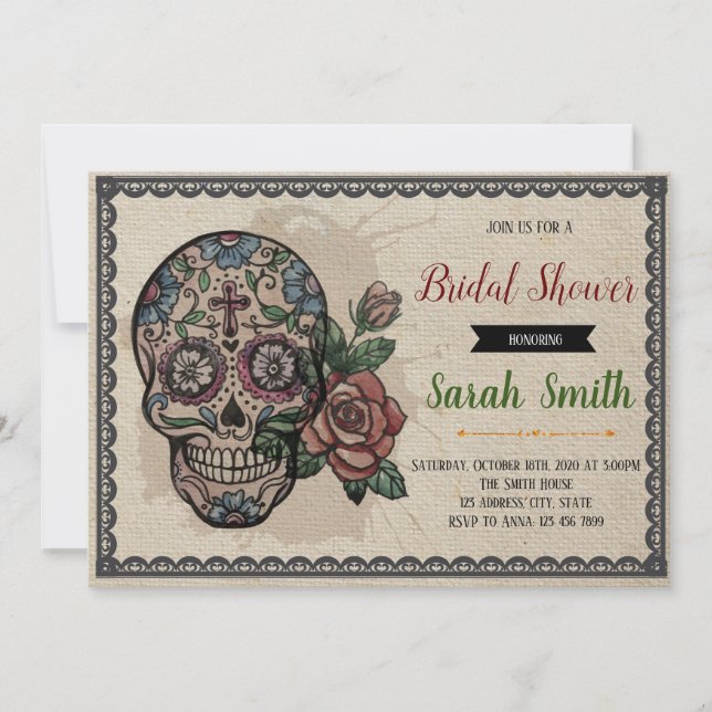 Day of the dead bridal shower 3 invitation (Front)