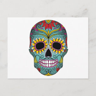 Day of the Dead Bright Skull Postcard