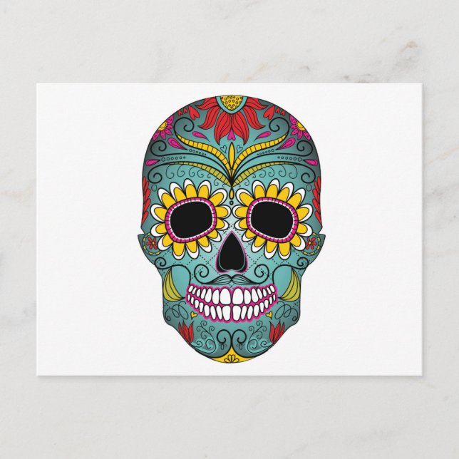 Day of the Dead Bright Skull Postcard (Front)