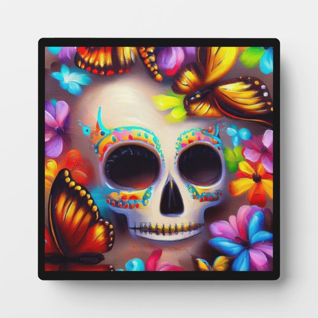 Day of the Dead Butterflies 1 Plaque (Front)