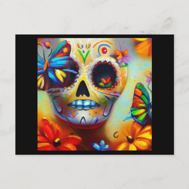 Day of the Dead Butterflies 2 Holiday Postcard (Front)