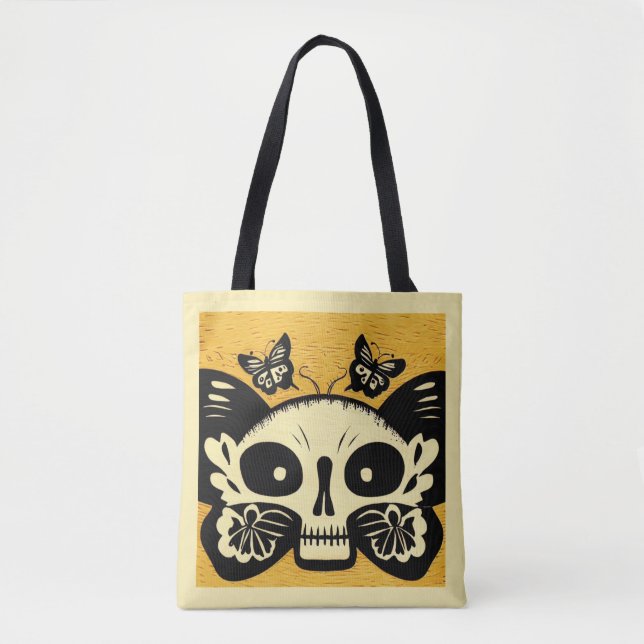 Day of the Dead Butterflies Woodcut 1 Tote Bag (Front)