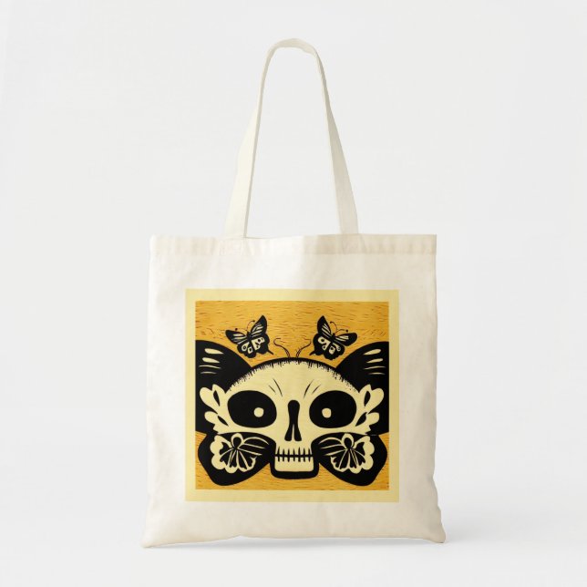 Day of the Dead Butterflies Woodcut 1 Tote Bag (Front)