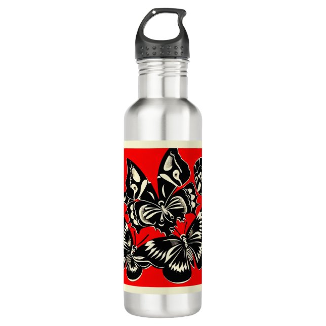 Day of the Dead Butterflies Woodcut 2 710 Ml Water Bottle (Front)