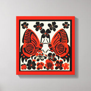 Day of the Dead Butterflies Woodcut 3 Canvas Print