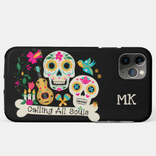 Day of the Dead Calling All Souls Monogrammed iPhone 11 Pro Max Case