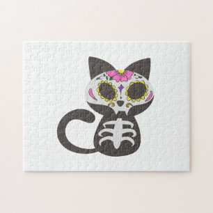 Day of the dead cat - Choose background color Jigsaw Puzzle