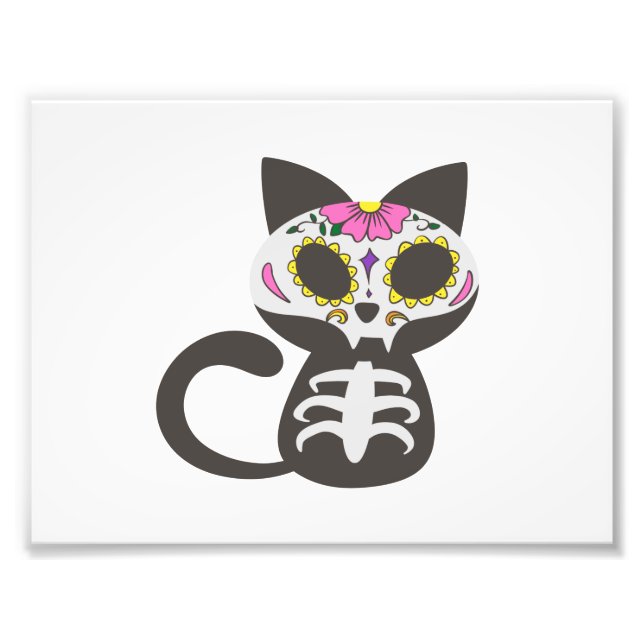 Day of the dead cat - Choose background colour Photo Print (Front)