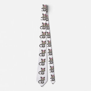Day of the dead cat - Choose background colour Tie