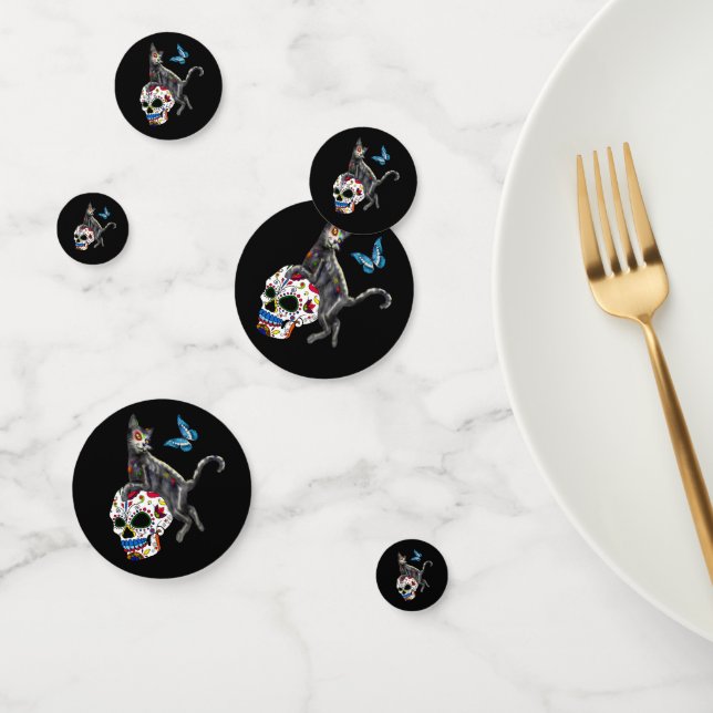 Day Of The Dead Cat Sugar Skull And Butterfly Confetti (Group)