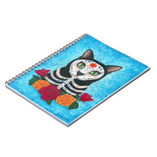 Day of the Dead Cat Sugar Skull Art Notebook