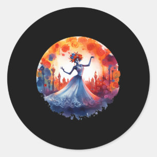 Day Of The Dead Catrina Lady Sugar Skull Dia De Lo Classic Round Sticker