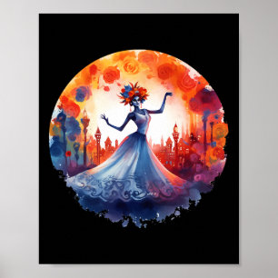 Day Of The Dead Catrina Lady Sugar Skull Dia De Lo Poster