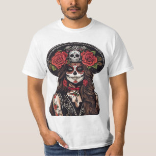 Day of the Dead Catrina with Roses T-Shirt