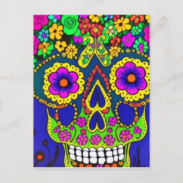 day of the dead celebration in bright colours  postcard (Front)