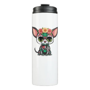 Day of the Dead Chihuahua Cute Sugar Skull Dog wi Thermal Tumbler