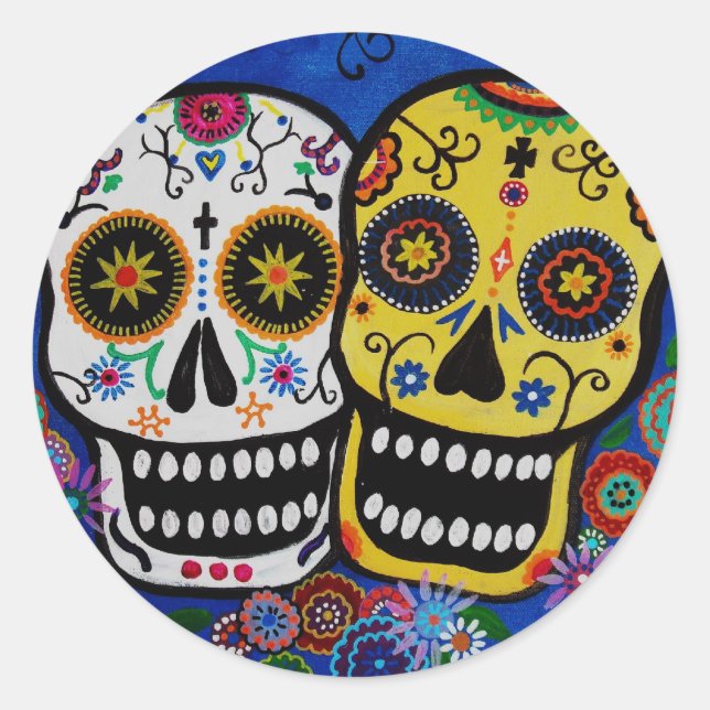 DAY OF THE DEAD CLASSIC ROUND STICKER (Front)