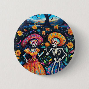 Day of the dead colorful design 6 cm round badge