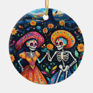 Day of the dead colorful design ceramic tree decoration