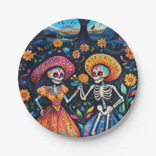 Day of the dead colorful design paper plate