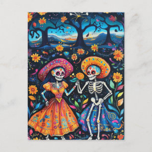 Day of the dead colorful design postcard
