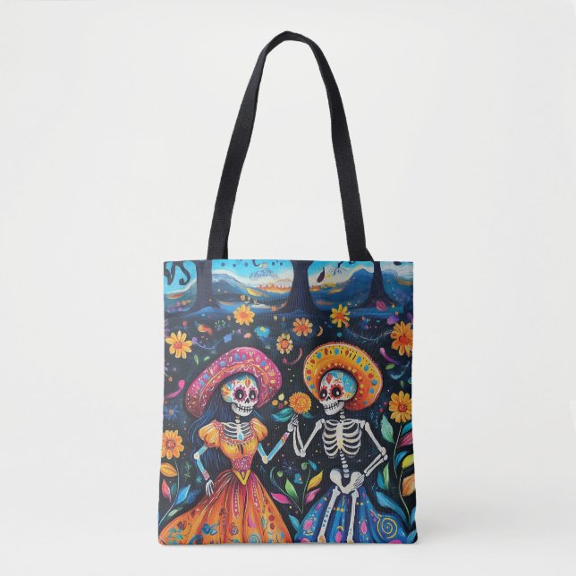Day of the dead colorful design tote bag (Front)