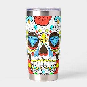 Day of the Dead Colorful Skull Art Insulated Tumbler