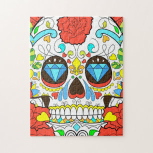 Day of the Dead Colorful Skull Art Jigsaw Puzzle