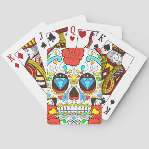 Day of the Dead Colorful Skull Art Playing Cards