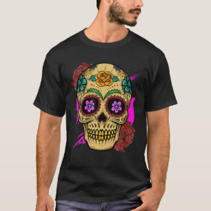 Day Of The Dead Coloured Sugar Skull Rose Costume T-Shirt
