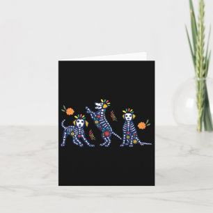 Day Of The Dead Colourful Skeleton Dogs Mexican Ha Card