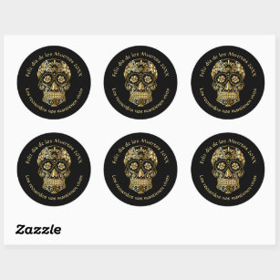 Day of The Dead - Customise Add Name & Message Classic Round Sticker