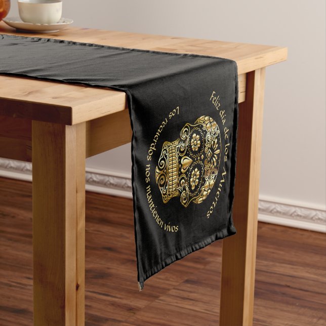Day of The Dead - Customise Add Name & Message Short Table Runner (In Situ)