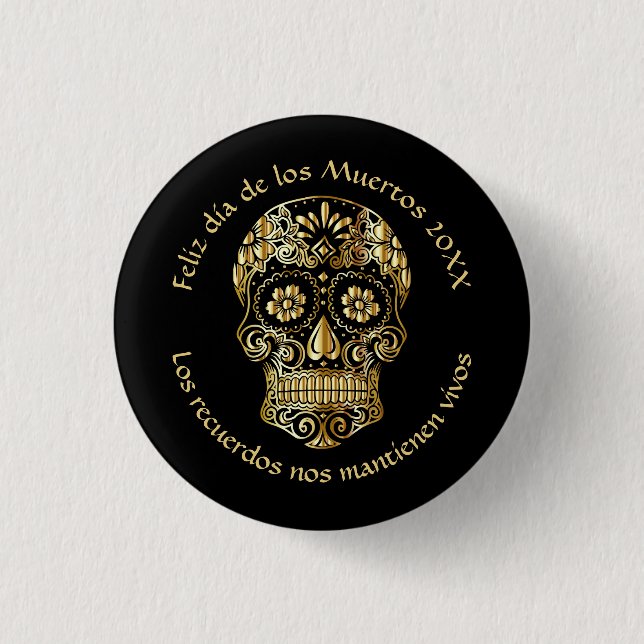 Day of The Dead - Customize Add Name & Message 3 Cm Round Badge (Front)