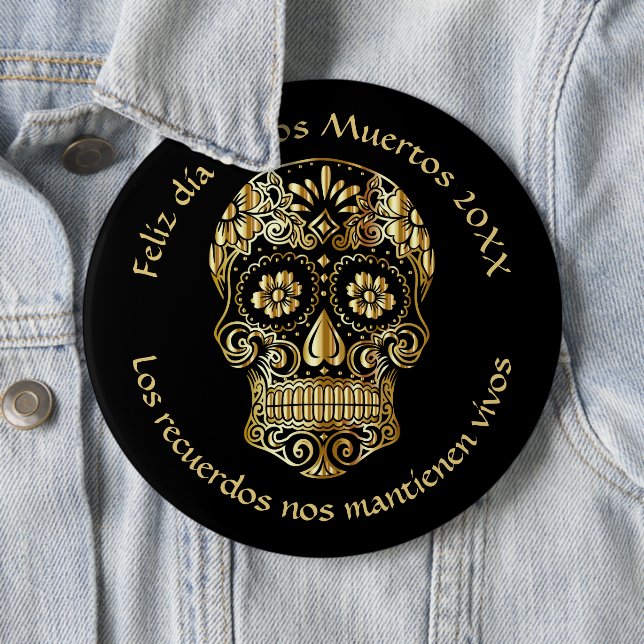 Day of The Dead - Customize Add Name & Message  6 Cm Round Badge (In Situ)
