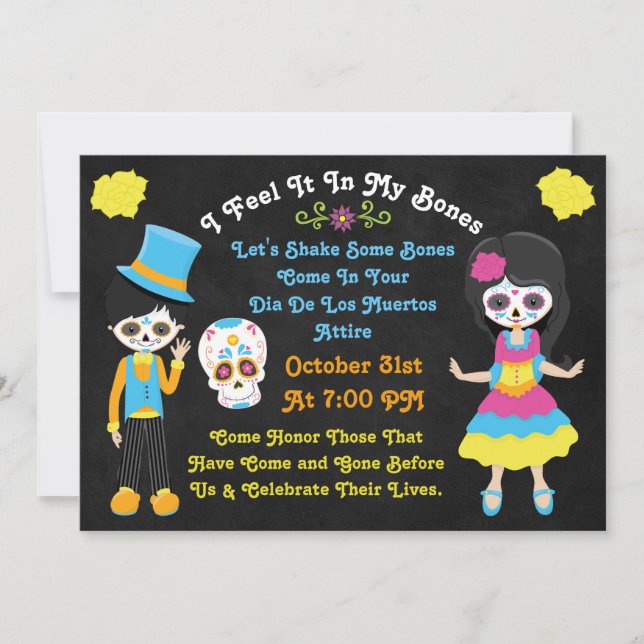 Day of the Dead Dia De Los Muertos Calacas Invite (Front)