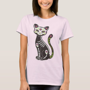 Day of the Dead Dia De Los Muertos Cat Pink Shirt