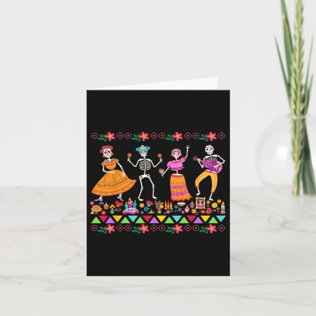 Day Of The Dead Dia De Los Muertos Mexican Skeleto Card (Front)