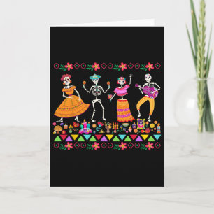 Day Of The Dead Dia De Los Muertos Mexican Skeleto Card