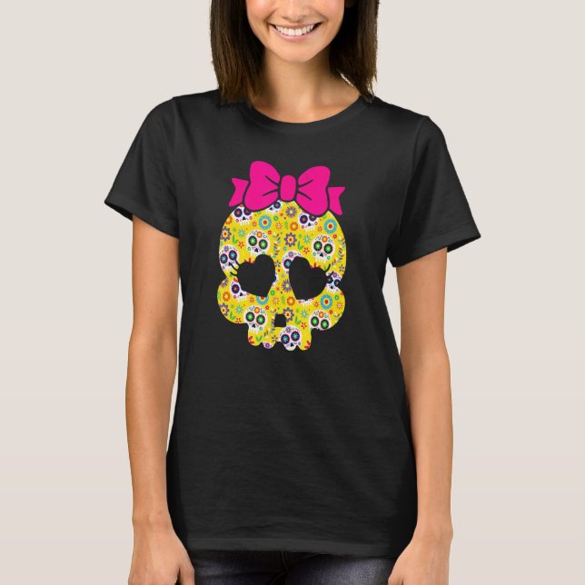 Day Of The Dead Dia de Los Muertos Pattern Sugar S T-Shirt (Front)